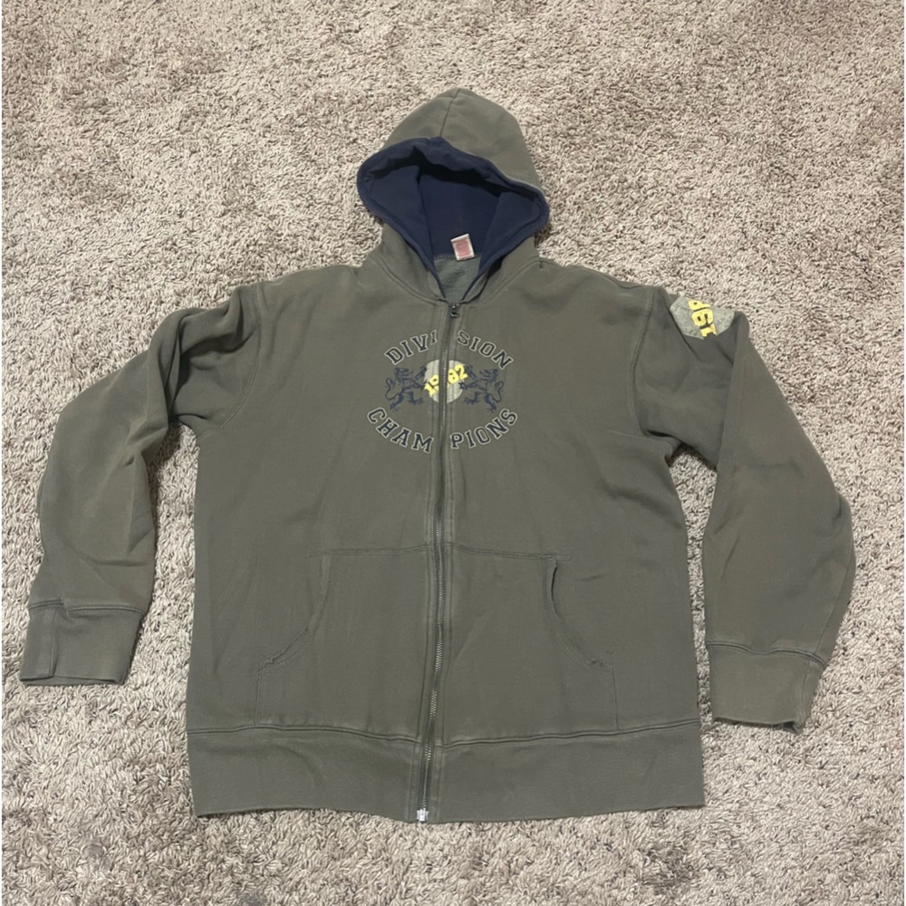 CRB Men’s XL Hoodie 1982 Division Champions Olive Green Full Zip Graphic